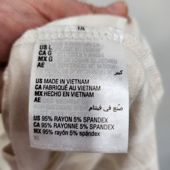 Style & Co Antique Cream Striped V-Neck Oversized Top Drapey Tee Large - Picture 7 of 10